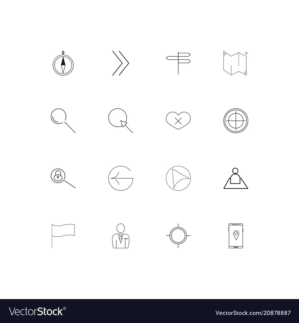 Maps and navigation linear thin icons set
