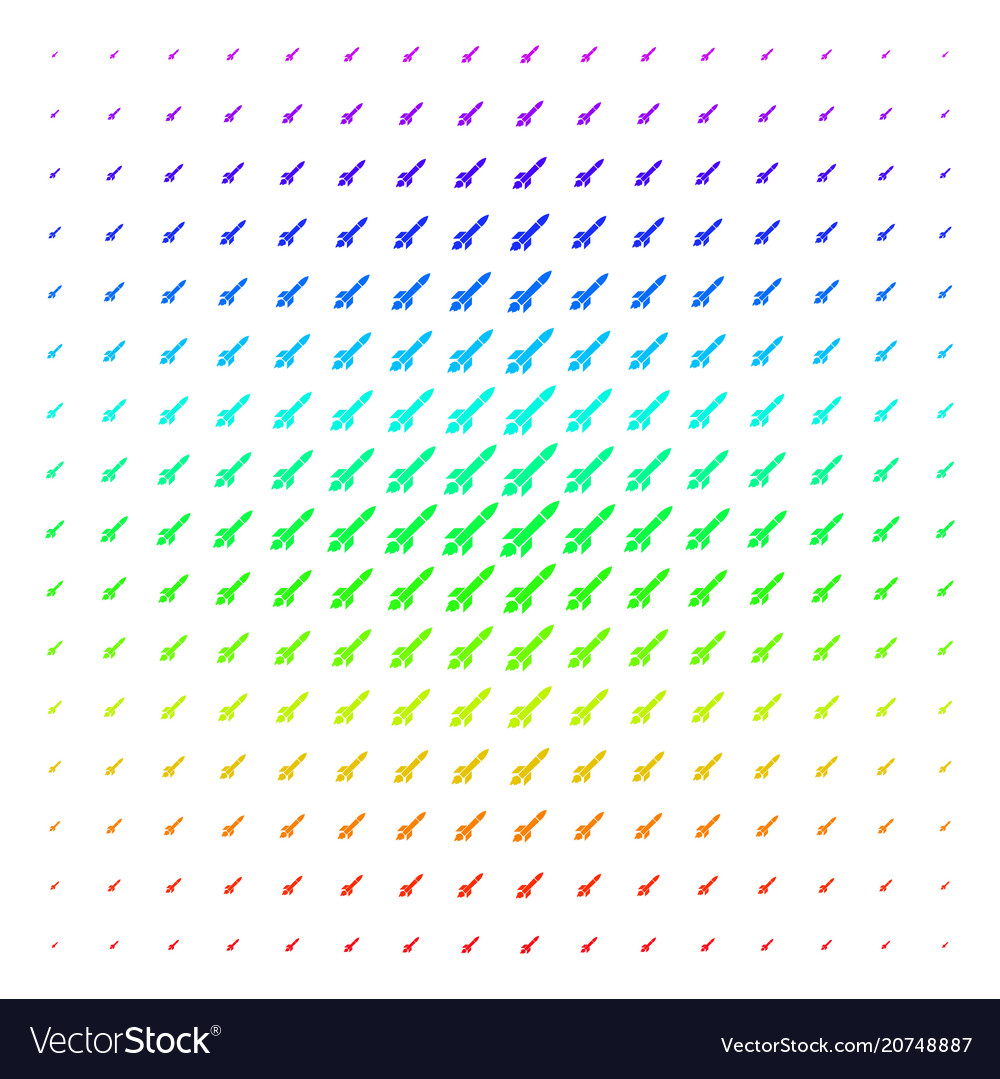 Missile launch shape halftone spectrum effect vector image Missile launch shape halftone spectrum effect