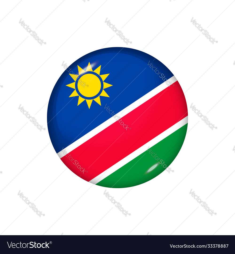 Round flag namibia button icon glossy badge Vector Image