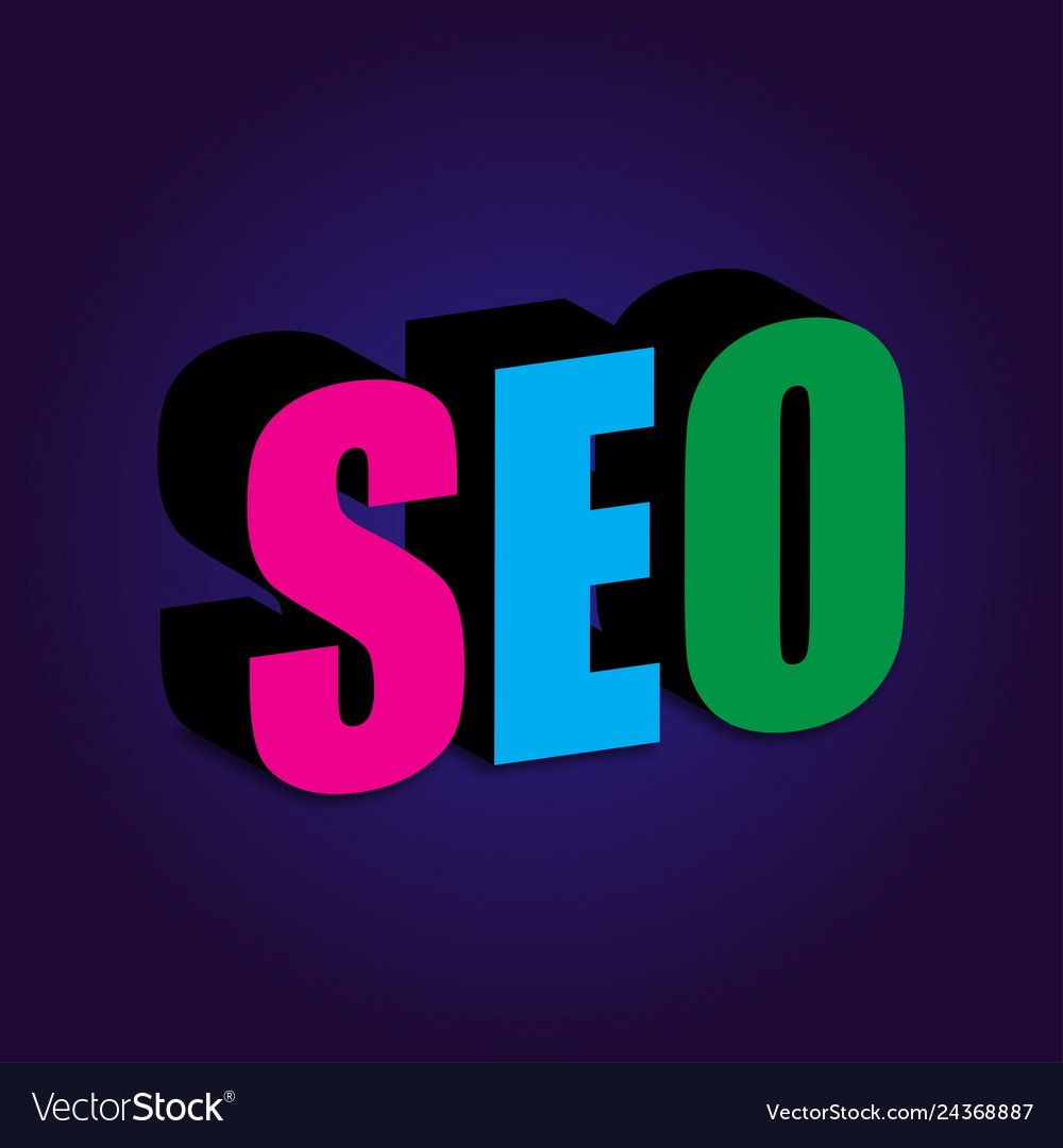 Seo 3d on a blue background Royalty Free Vector Image