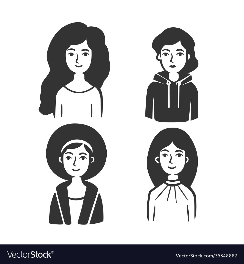 Set different types women Royalty Free Vector Image