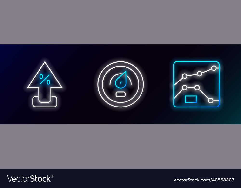 Set line graph chart diagram percent up arrow vector image Set line graph chart diagram percent up arrow
