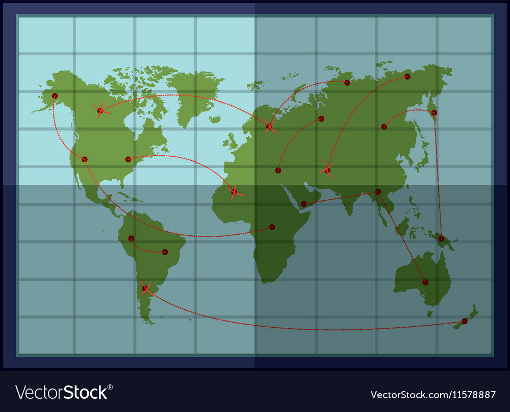 Silhouette color with frame map of the world