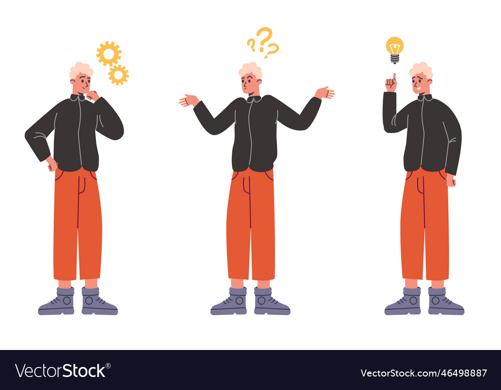 Thinking man thought process of solving problem vector image Thinking man thought process of solving problem