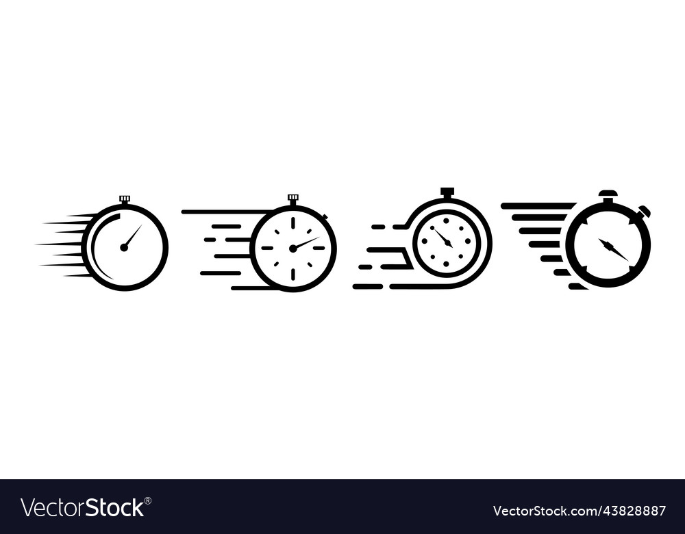 Timer icons set quick time or deadline icon vector image Timer icons set quick time or deadline icon