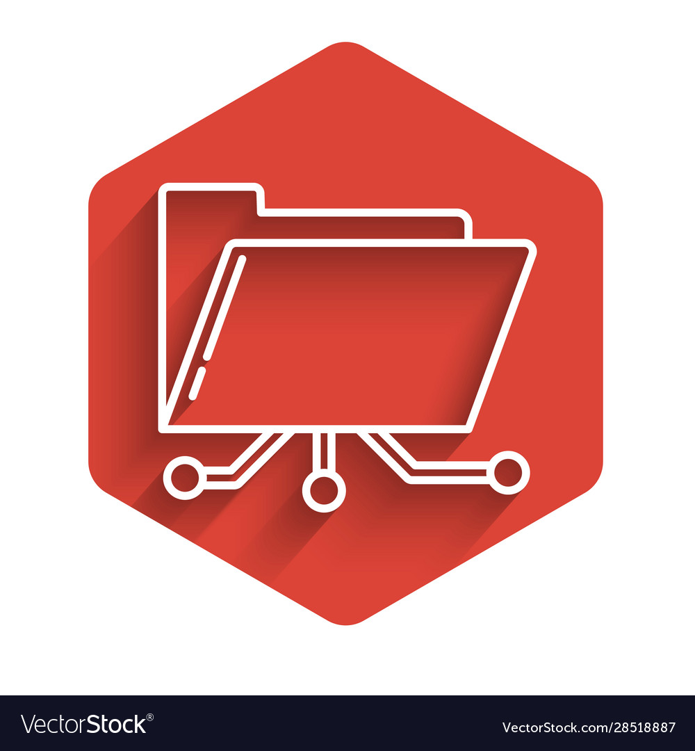 White line folder and lock icon isolated with long vector image White line folder and lock icon isolated with long