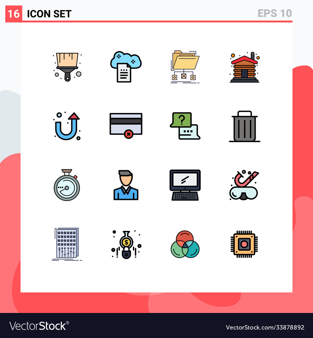 16 user interface flat color filled line pack