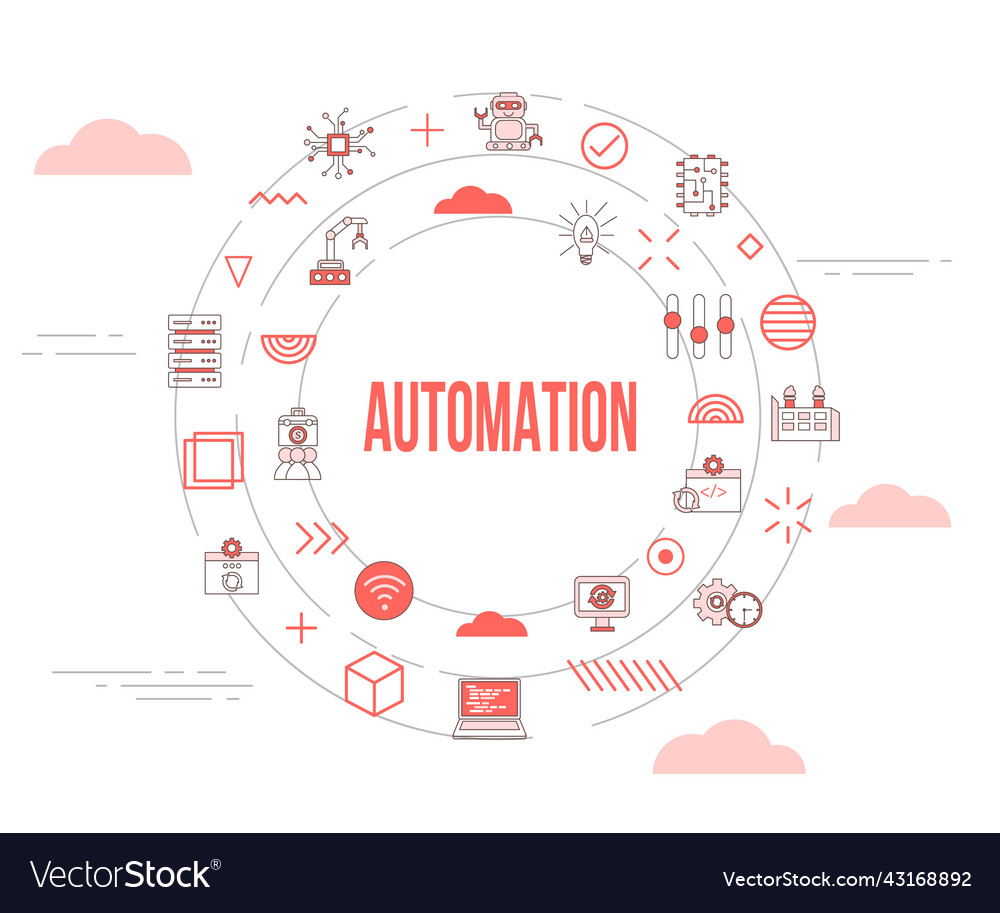 Automation concept with icon set template banner vector image Automation concept with icon set template banner