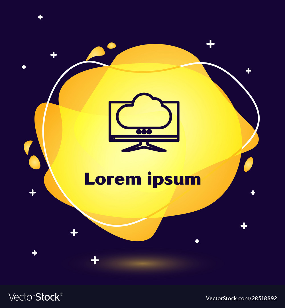 Black line computer monitor screen icon isolated