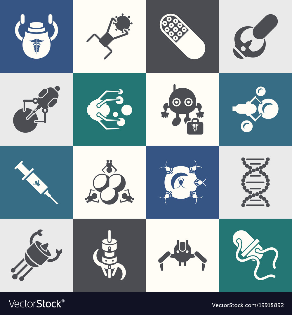 Digital smart medical nano robots concept objects