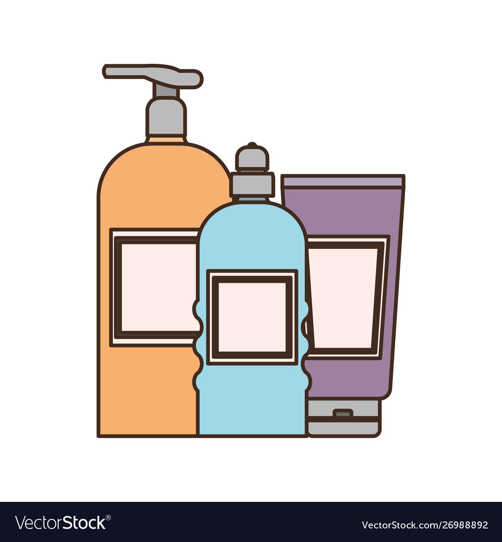 Dispensing bottles on white background