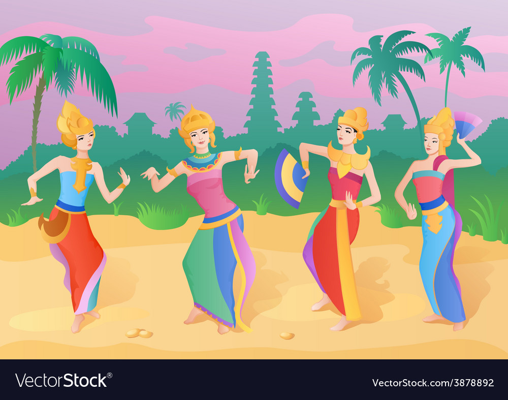 Ethnic dance indonesian girls Royalty Free Vector Image