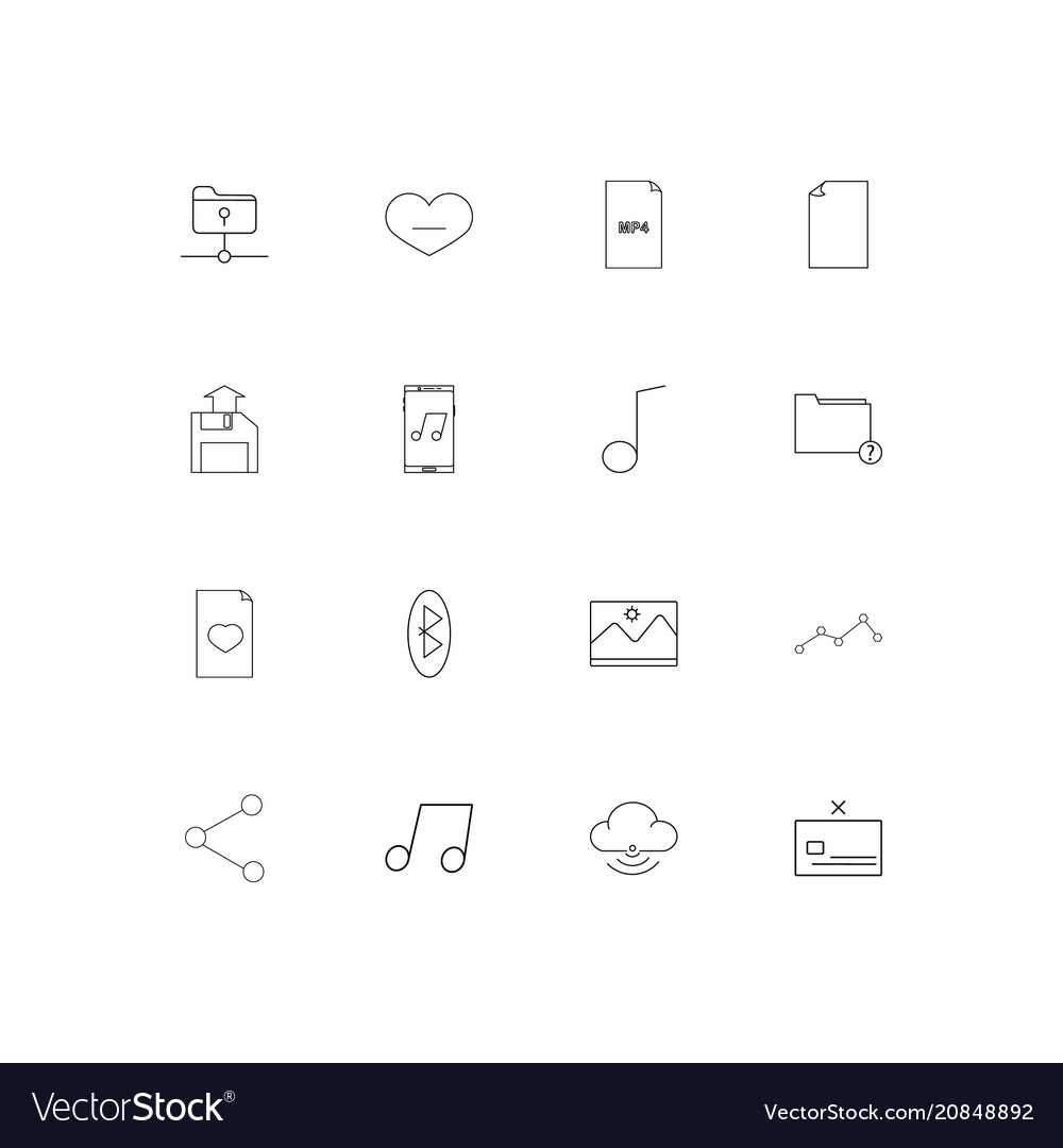 Files and folders sign linear thin icons set