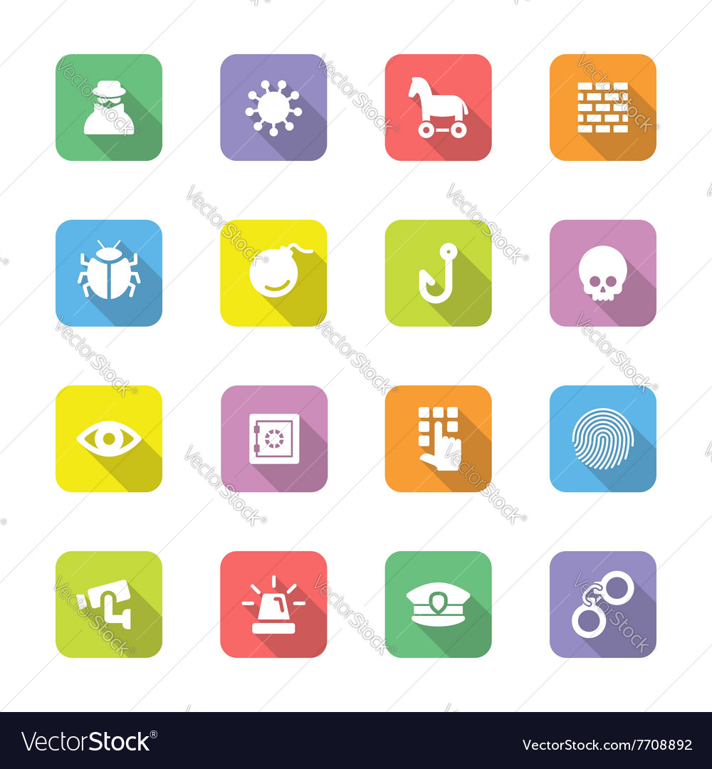Flat Icon Set - Sicherheit und Überwachung