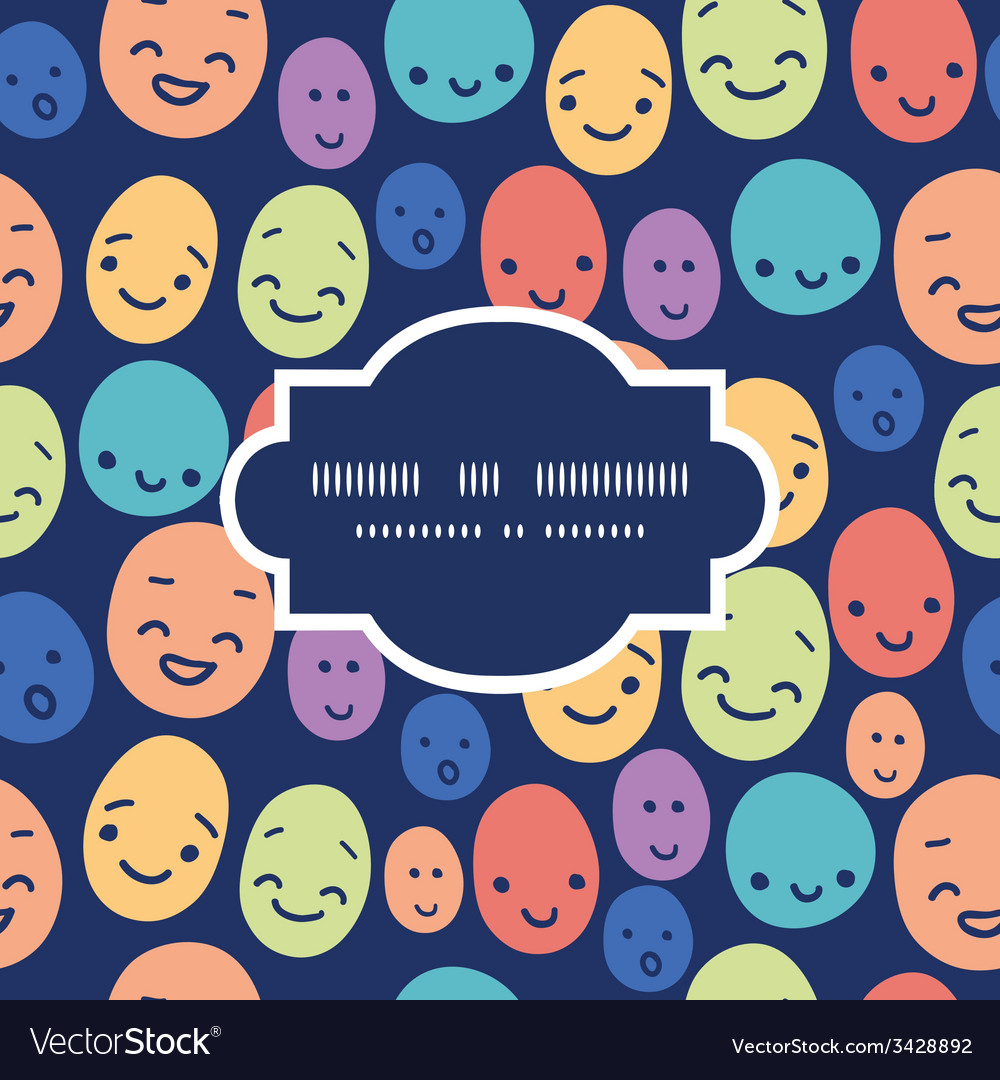 Funny faces frame seamless pattern background