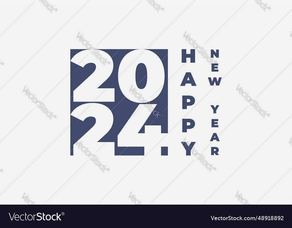 Happy new year 2024 text banner in modern line Vector Image