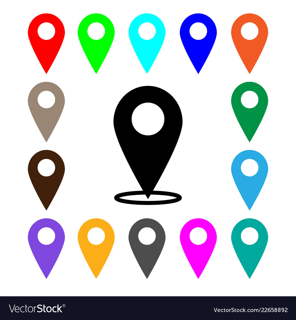 Map pointer icon set gps location symbol flat