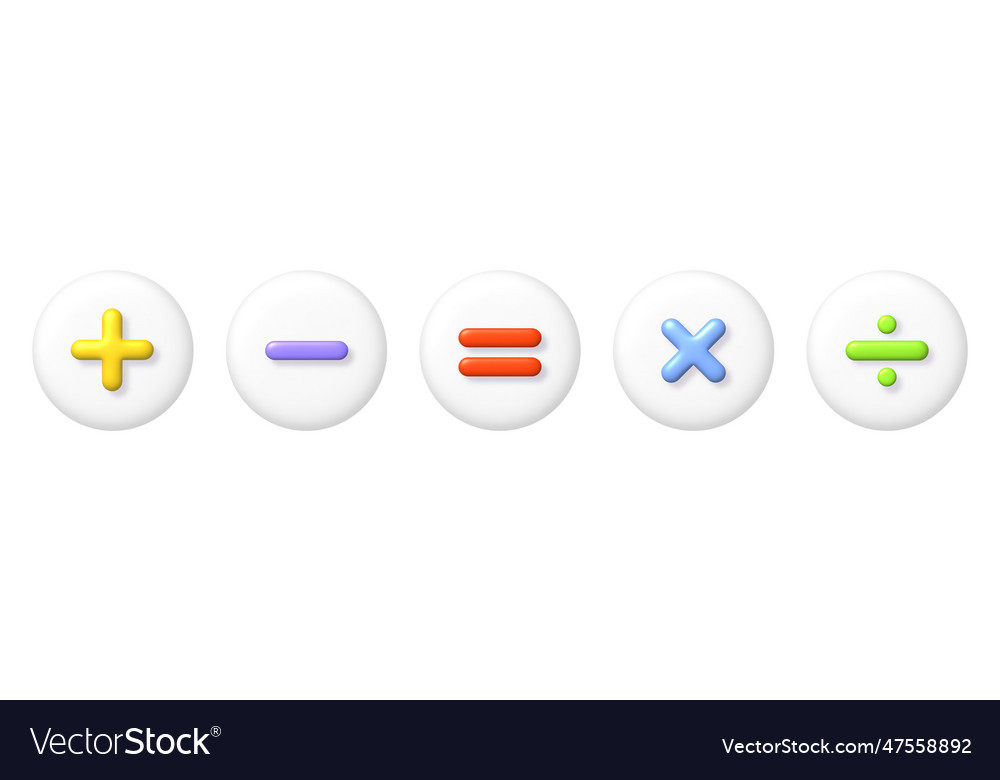 Math 3d icons set multicolor arithmetic sings vector image Math 3d icons set multicolor arithmetic sings