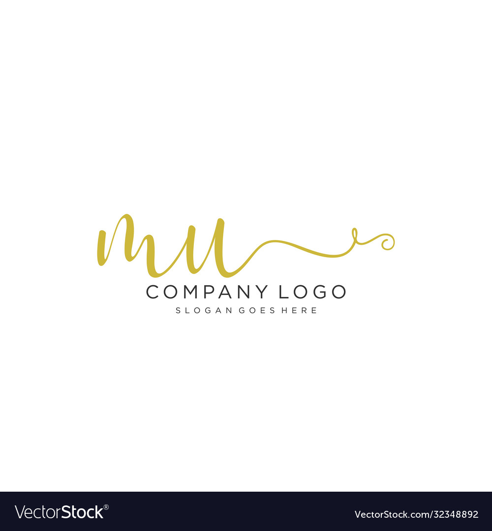 Mu initial handwriting logo design Royalty Free Vector Image