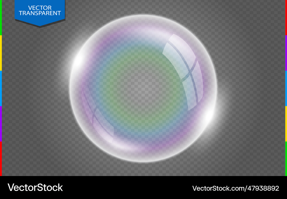 Realistic soap bubbles with rainbow reflection Vector Image