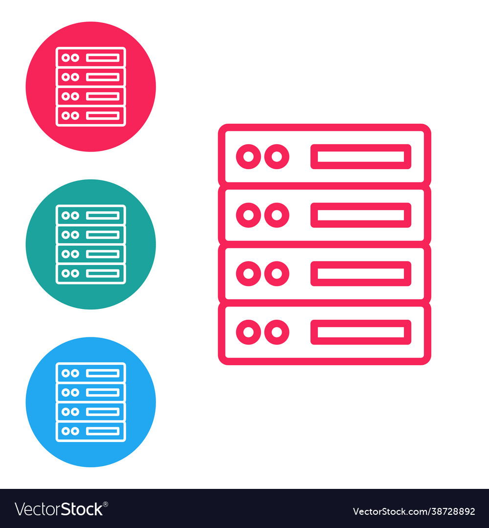 Red line server data web hosting icon isolated