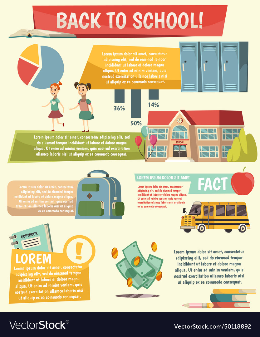 School orthogonal infographics