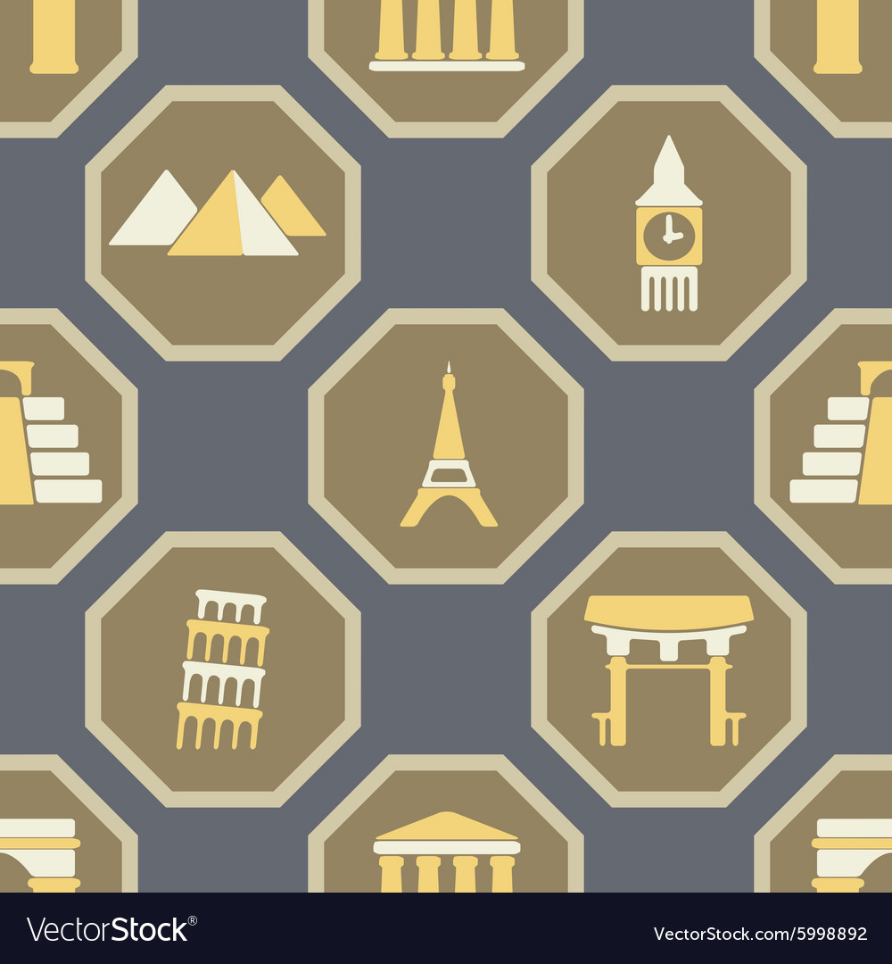 Seamless background with architectural monuments