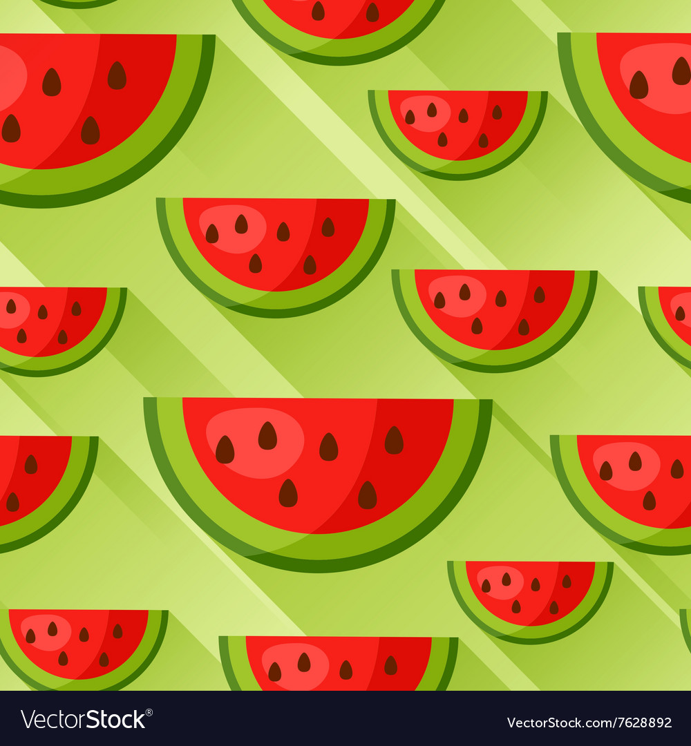 Seamless pattern with watermelon slices in flat