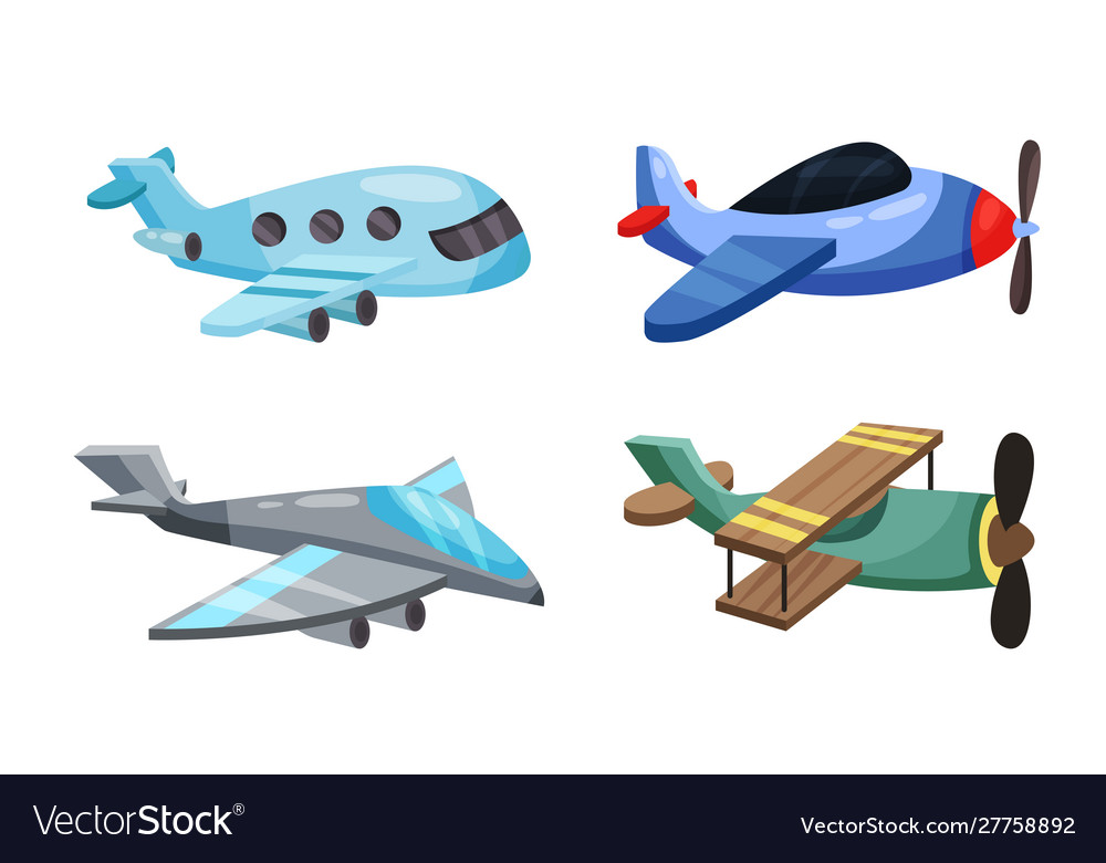 Set airplanes in cartoon style