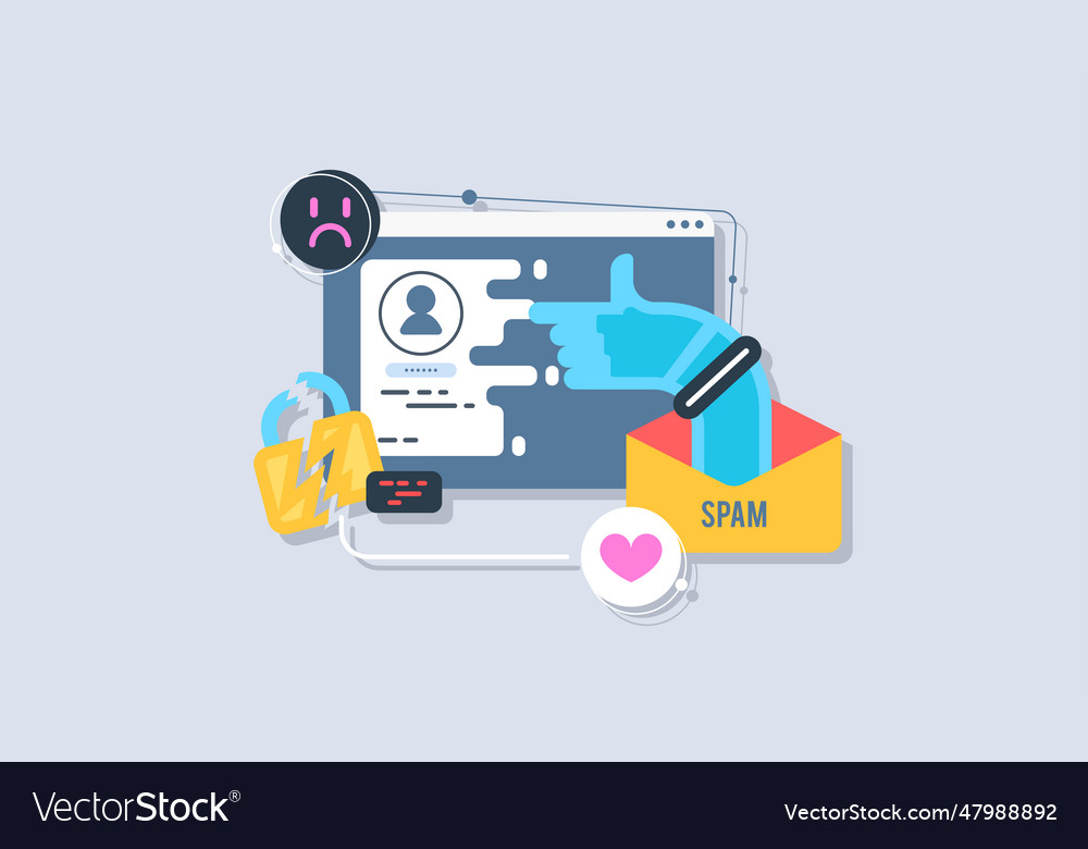 Spamming mailbox concept user data on the screen