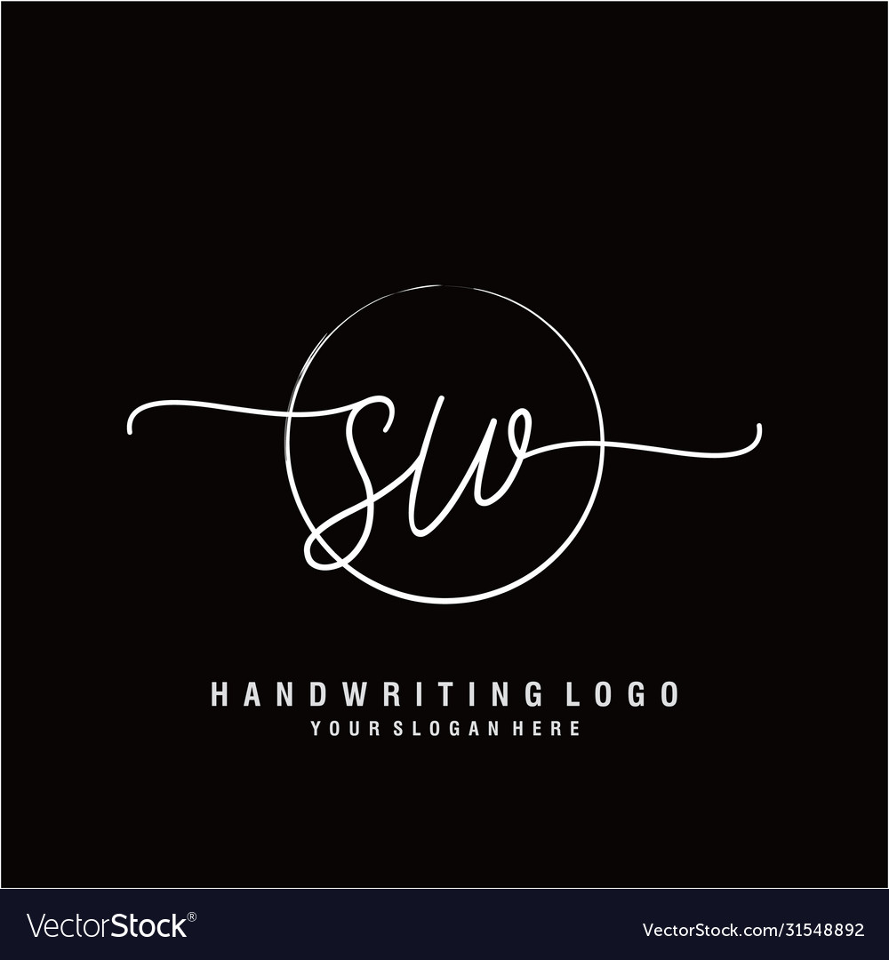 Sw initial handwriting logo design vector image Sw initial handwriting logo design