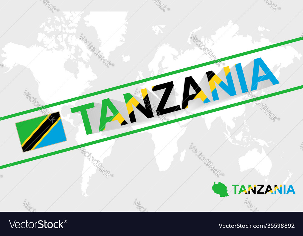 Tanzania map flag and text