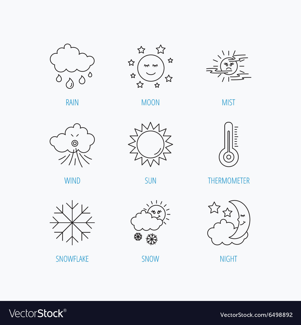 Weather sun and rain icons moon night