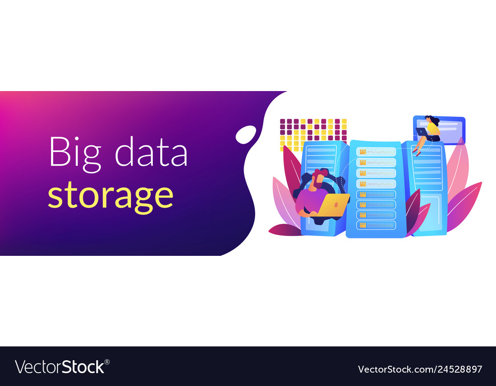 Big data storage concept banner header vector image Big data storage concept banner header