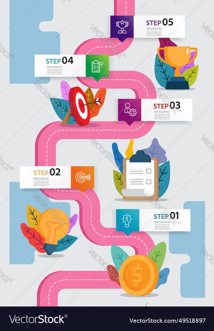 Business Data Visualization Horizontal Steps Vector Image Business Data Visualization Horizontal Steps Vector Image