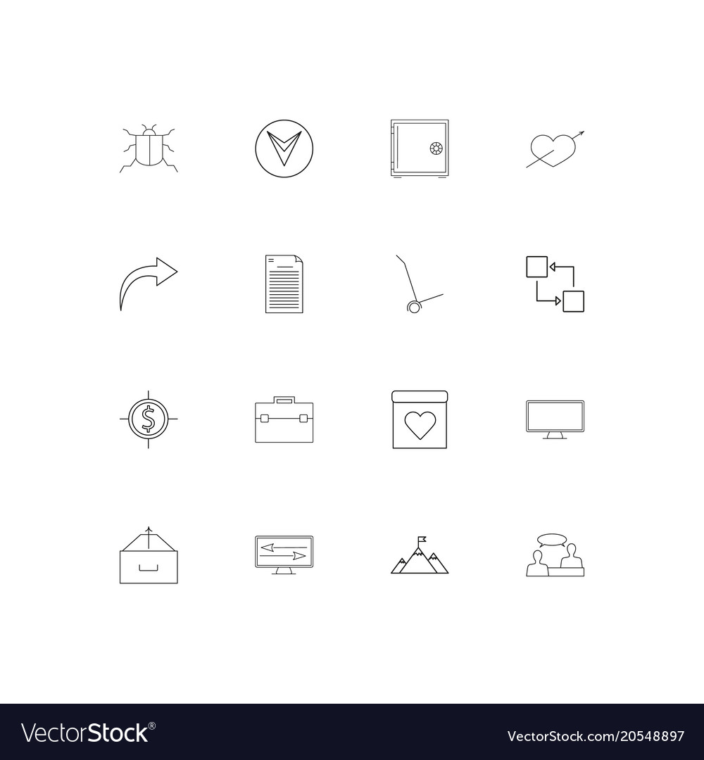 Business simple linear icons set outlined
