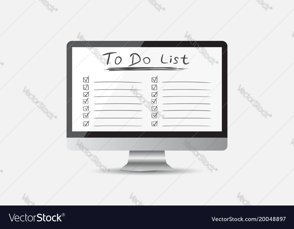 Businessman to do list checklist with computer
