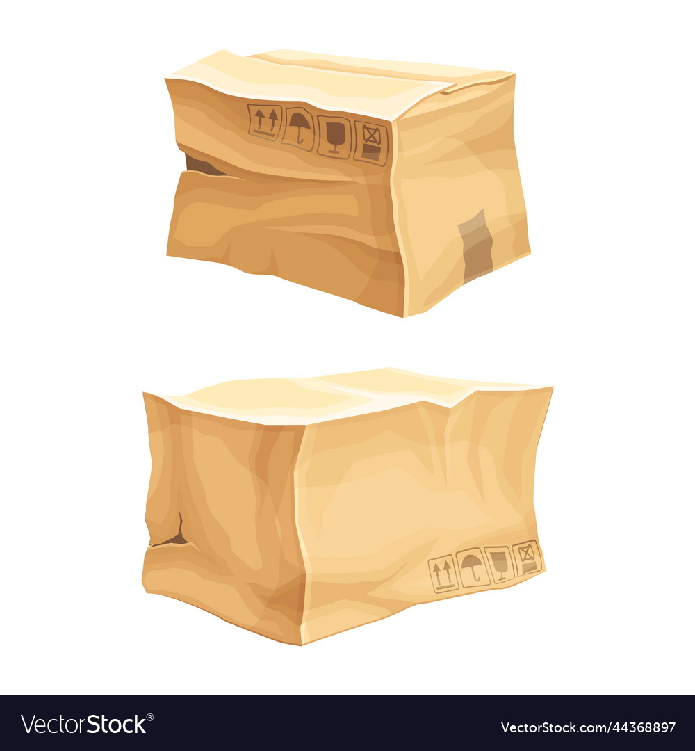 Crumpled cardboard box with corrugated sides Vector Image Crumpled cardboard box with corrugated sides
