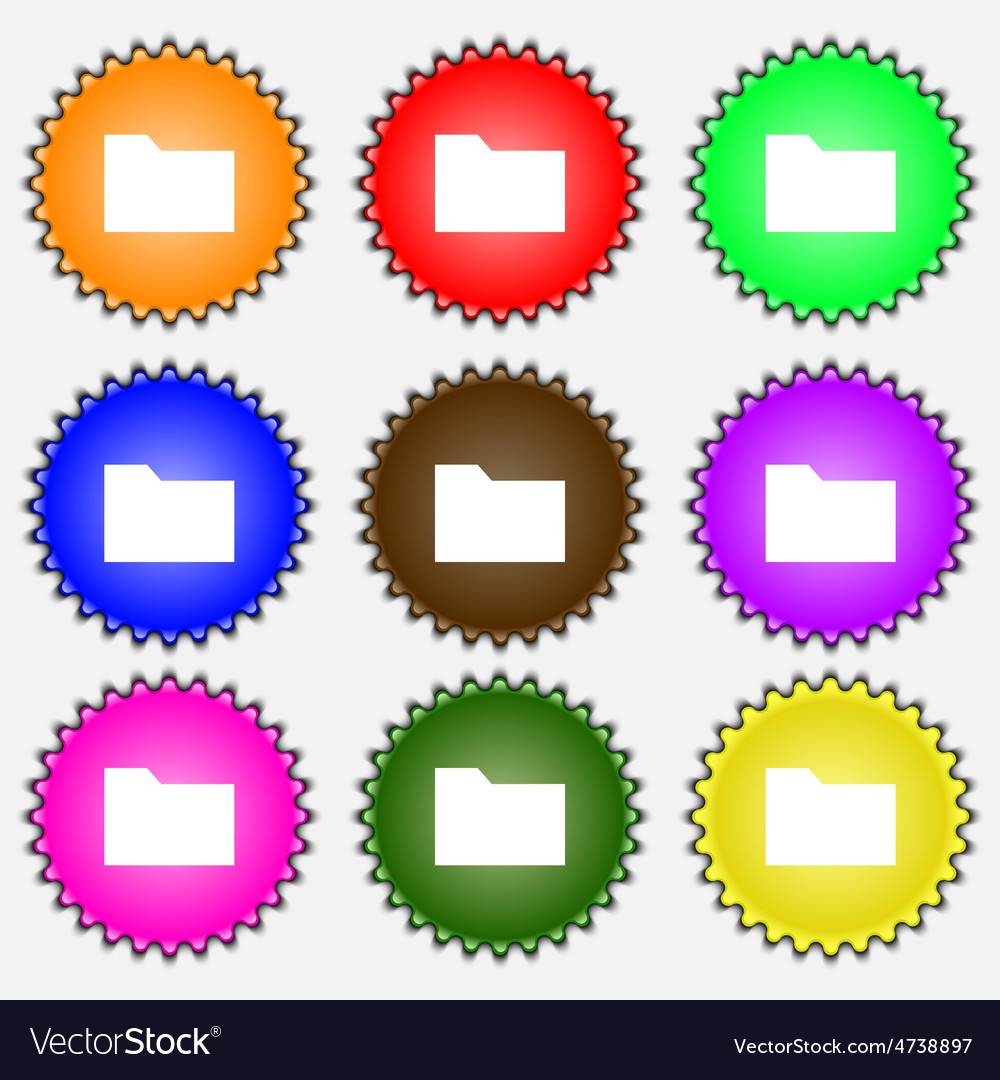 Document folder icon sign a set of nine different