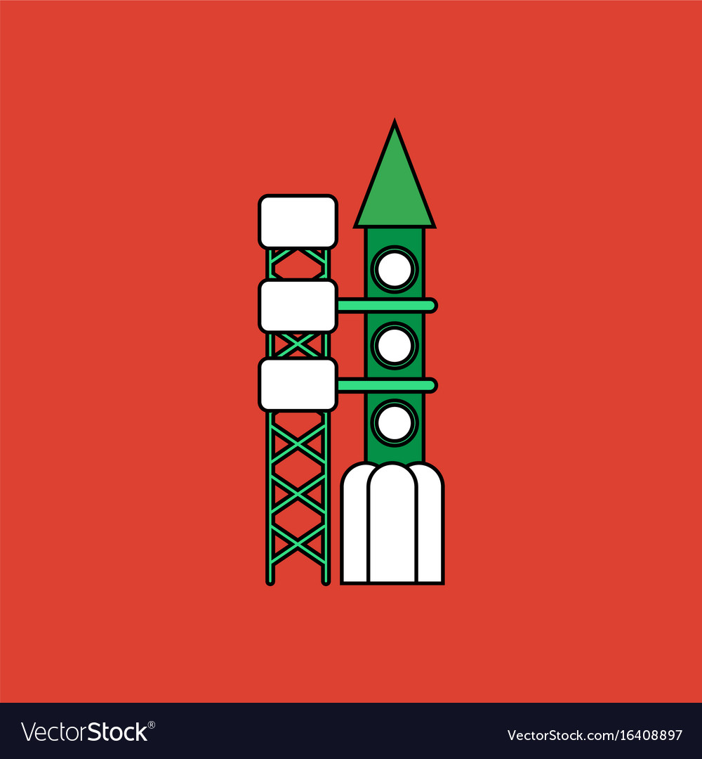 Flat icon design collection rocket station