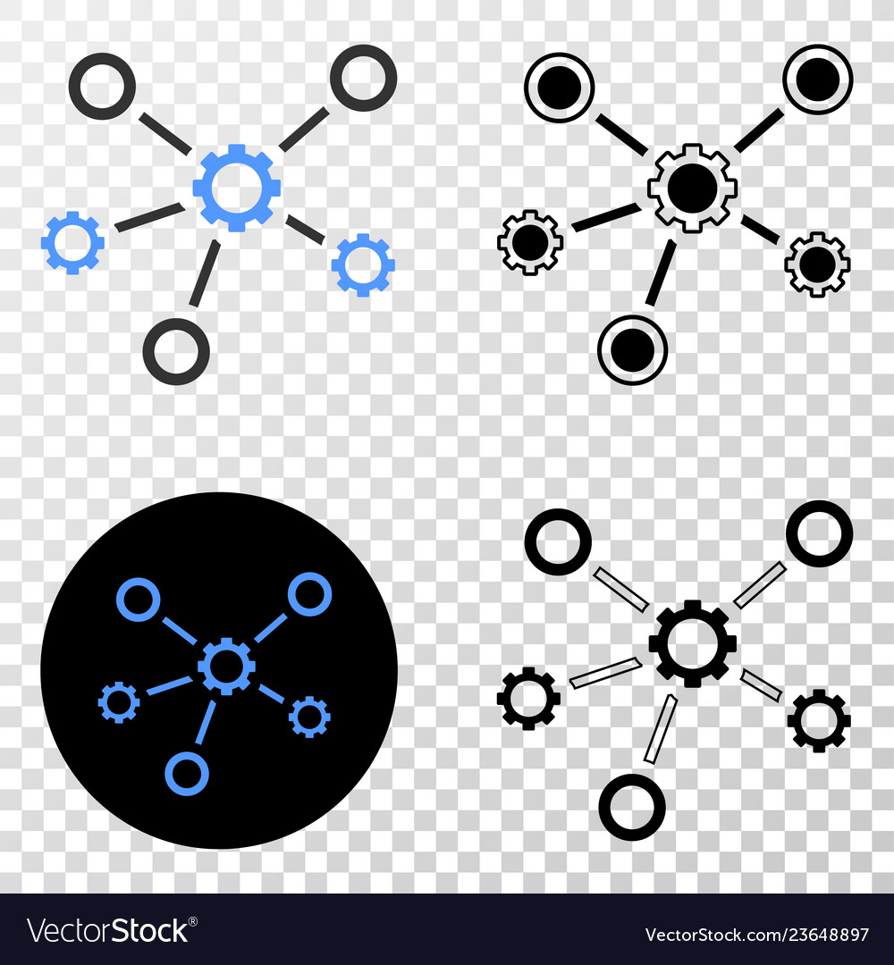 Gear links eps icon with contour version