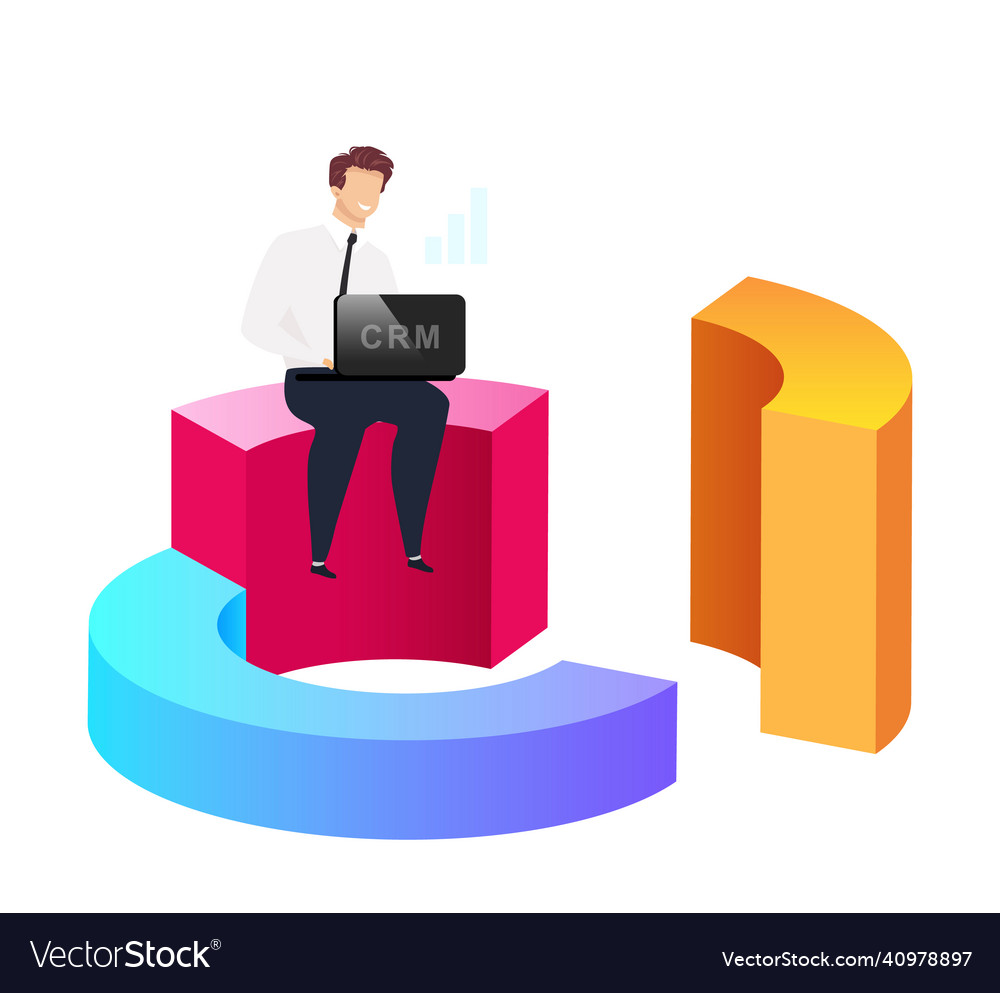 Improved analytical data flat concept smiling vector image Improved analytical data flat concept smiling