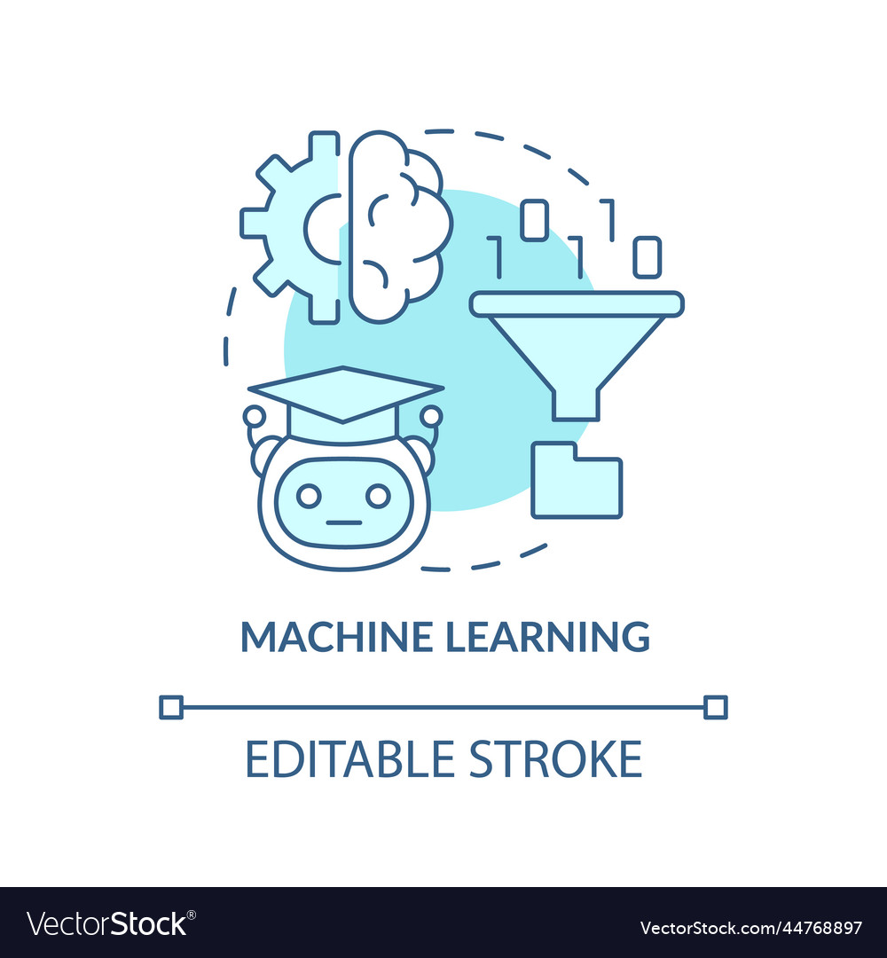 Machine Learning Turquoise Concept Icon Royalty Free Vector