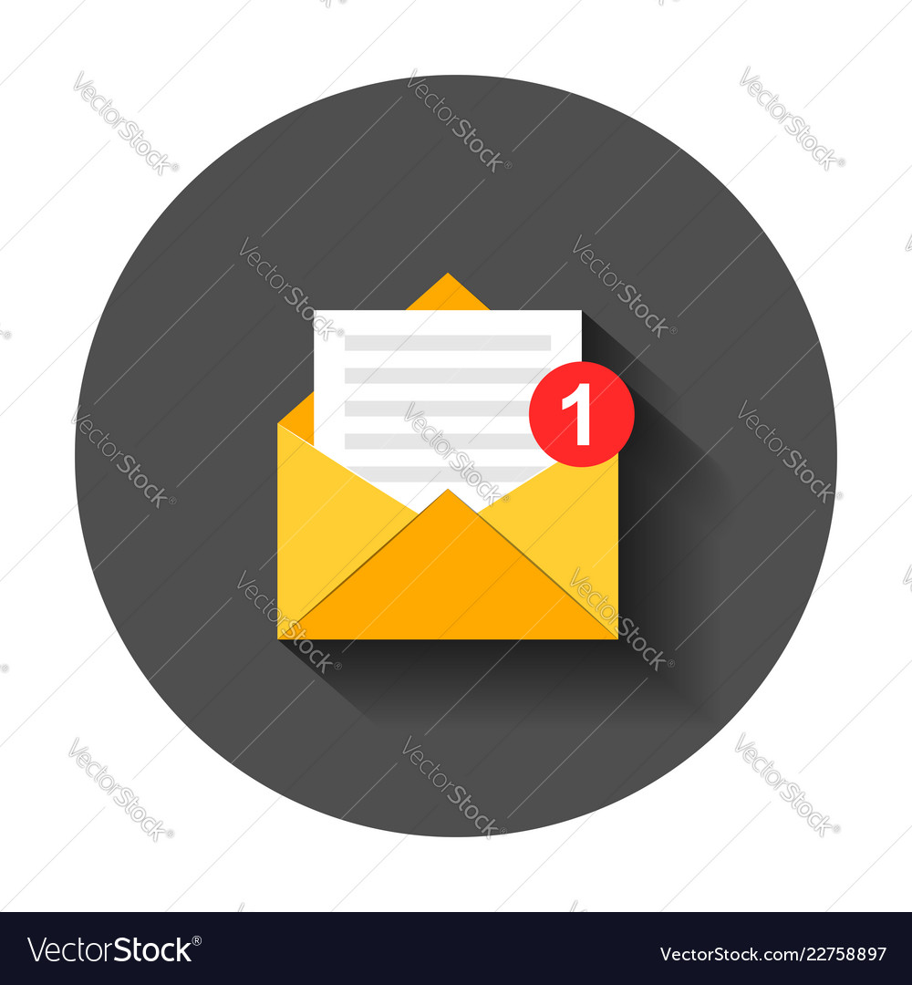 Mail envelope icon in flat style email message vector image Mail envelope icon in flat style email message