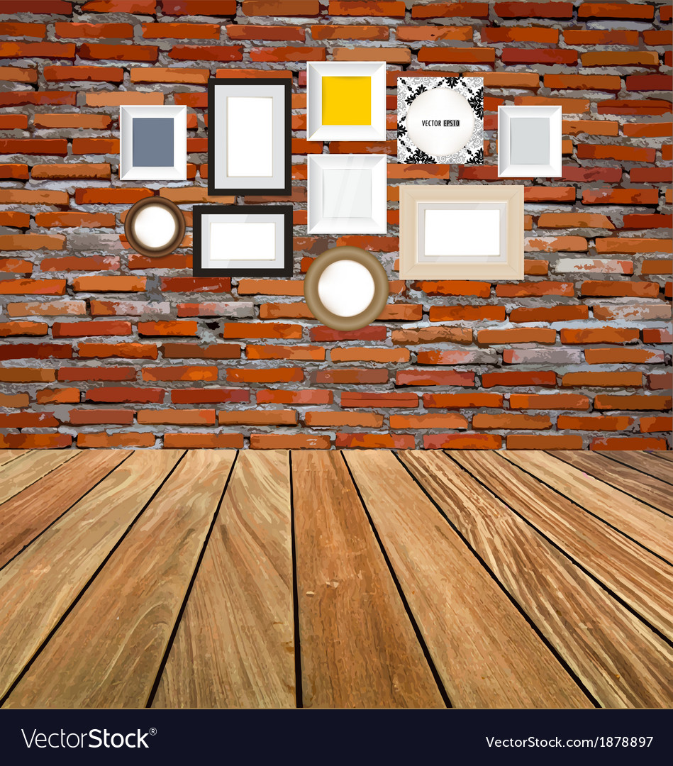 Room Interior Vintage With Red Brick Wall And Wood