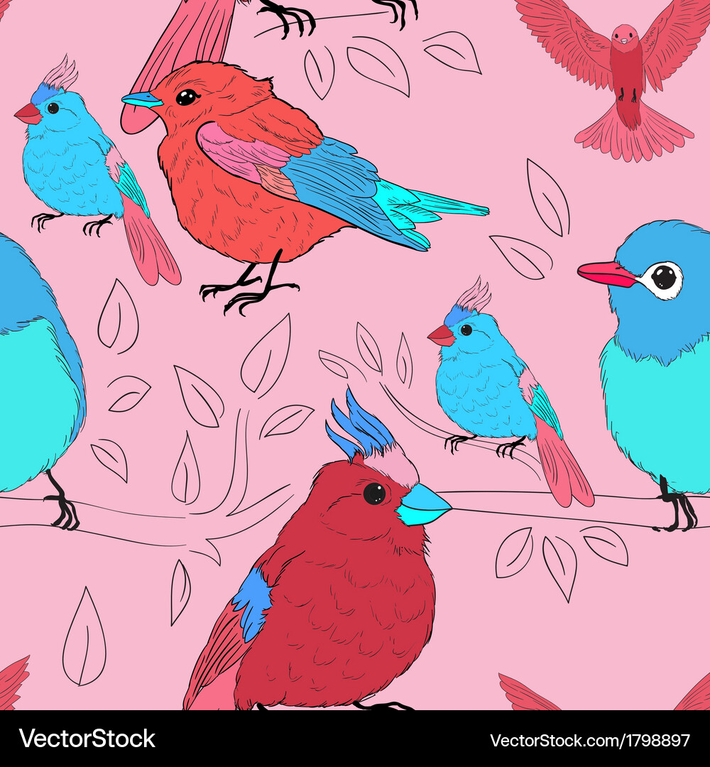 Seamless pattern with birds Royalty Free Vector Image