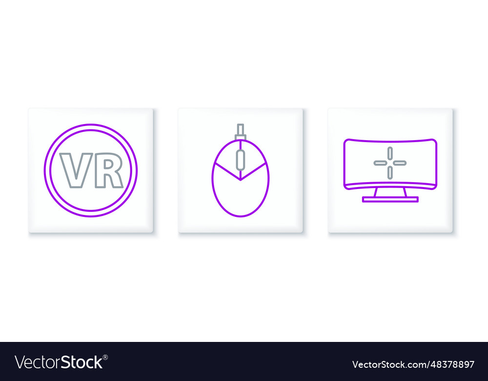 Set line computer monitor virtual reality glasses vector image Set line computer monitor virtual reality glasses