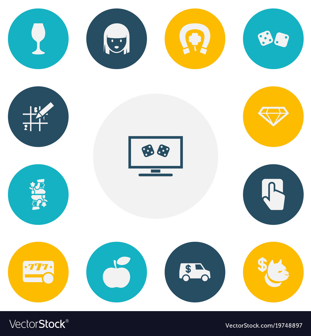 Set of 13 editable gambling icons includes