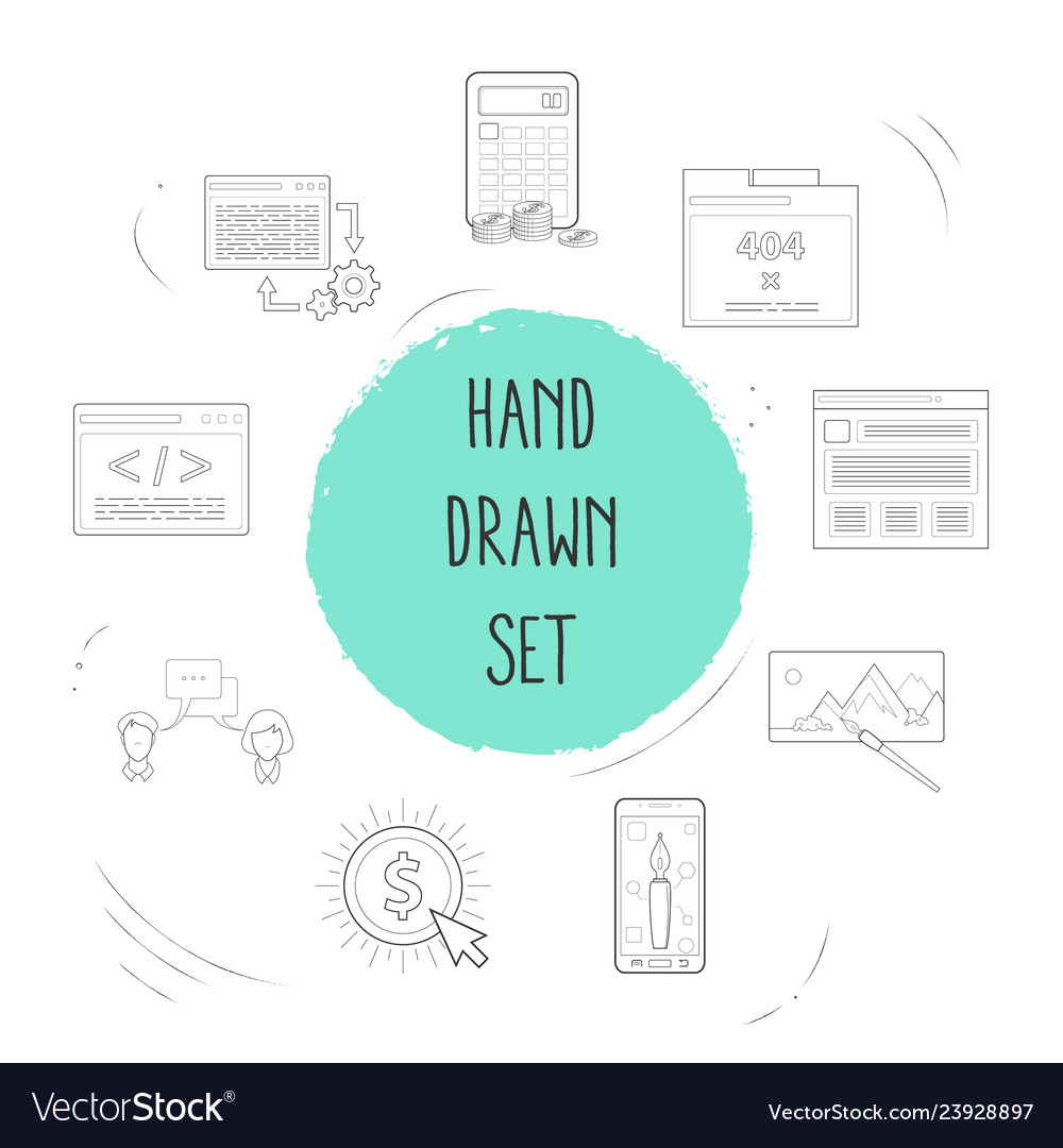 Set web design icons line style symbols vector image Set web design icons line style symbols