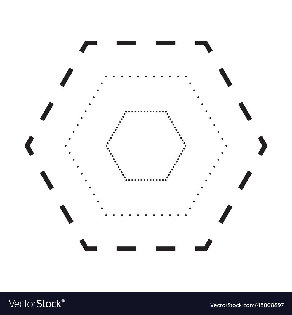 Tracing hexagon shape symbol dashed and dotted vector image Tracing hexagon shape symbol dashed and dotted